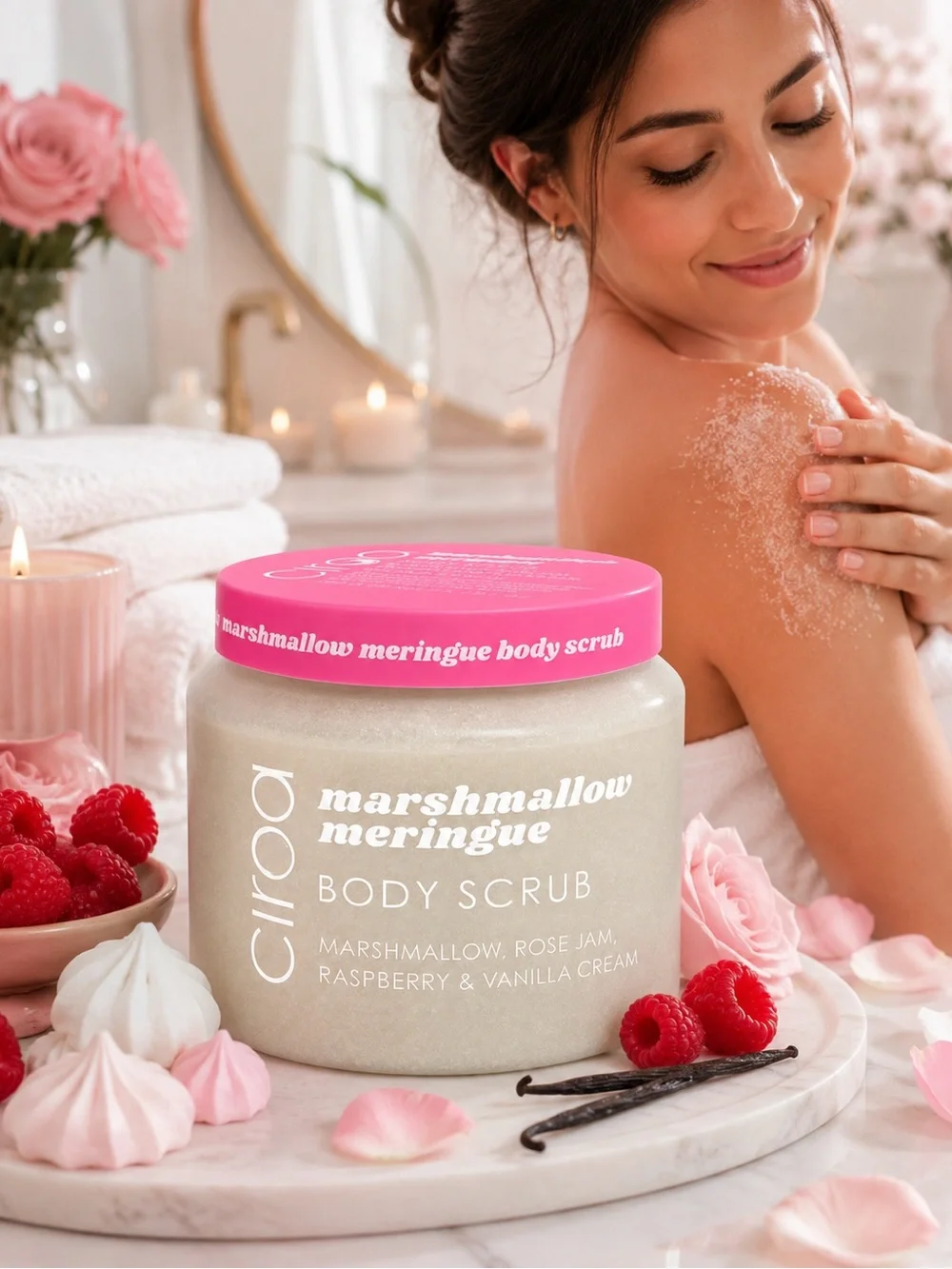 Ciroa Marshmallow Meringue Body Scrub Raspberry Vanilla 21.1 oz New